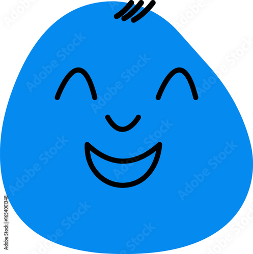 Cute happy doodle emoticon with a wide grin