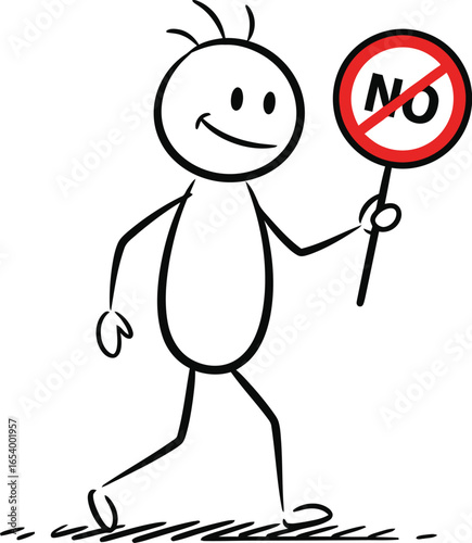 Stick figure holding no sign symbol prohibition restriction