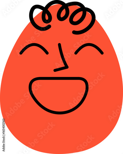 Joyful doodle emoticon with a wide open mouth
