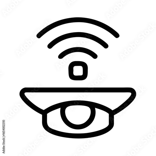 Outline icon of an eye with a Wi Fi signal above on a black background vision sight