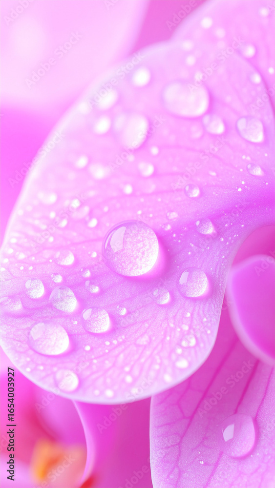 Fototapeta premium water drops on flowers petals, macro background