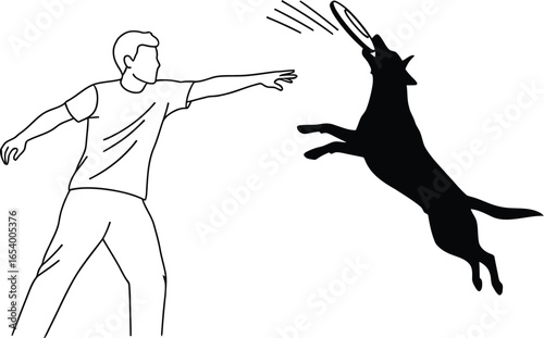 Dog catching frisbee vector illustration perfect for design