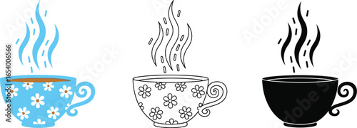 Tea cup vector graphic illustration hot drink beverage design