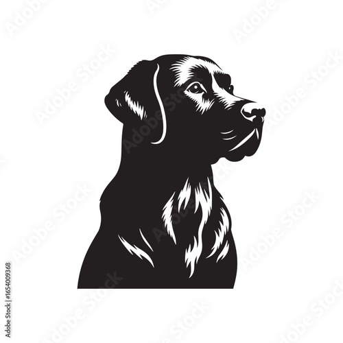 Labrador Retriever vector silhouette showcasing loyal, friendly, and playful nature, ideal for pet art, dog breed graphics, creative design, wall decor, digital projects, logos, and illustrations.
