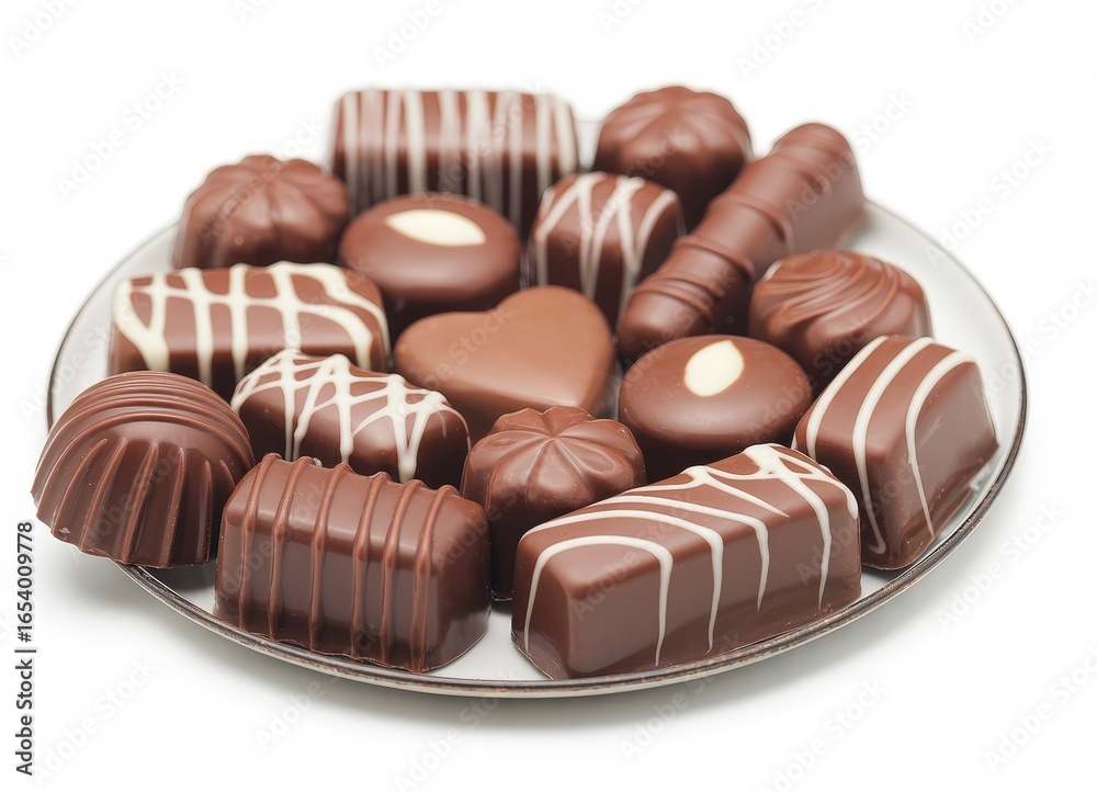 Obraz premium Gourmet Assorted Chocolates Displayed on Plate – High Resolution
