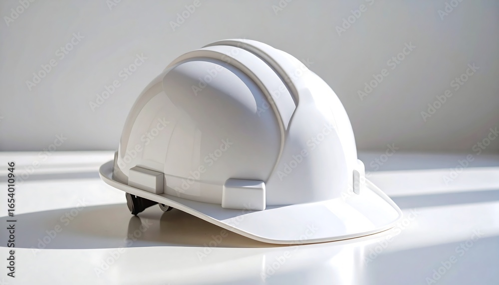 Fototapeta premium Isolated White Hard Hat on White Background