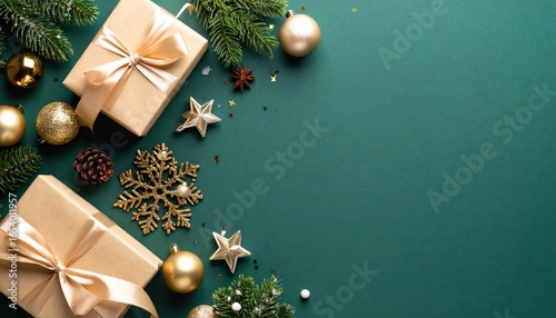 Festive holiday gift arrangement home photography christmas decor top-down view celebration spirit
