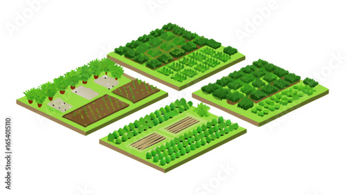 Explore diverse farming landscapes isometric views of agriculture fields and crop cultivation techniques