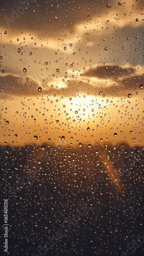 Wallpaper Mural Raindrops On Window Glass With Sunset Sky And Tree Silhouette Torontodigital.ca