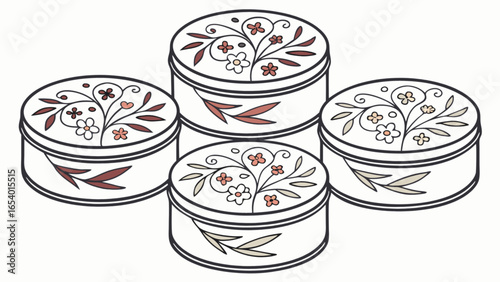 Decorative floral tins storage containers set vintage style flower pattern round boxes for keepsakes and gifts