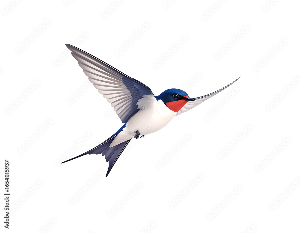 Obraz premium Colorful fluffy swallow soaring gracefully with realistic textures and playful vibes