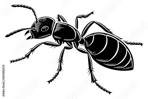 Illustration of an ant isolated on white background, a crawling insect