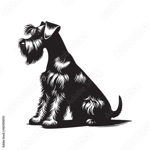 Elegant Miniature Schnauzer vector silhouette showcasing distinctive beard, wiry coat, and compact stance, perfect for pet lovers, dog breed art, design, prints, and creative projects.
