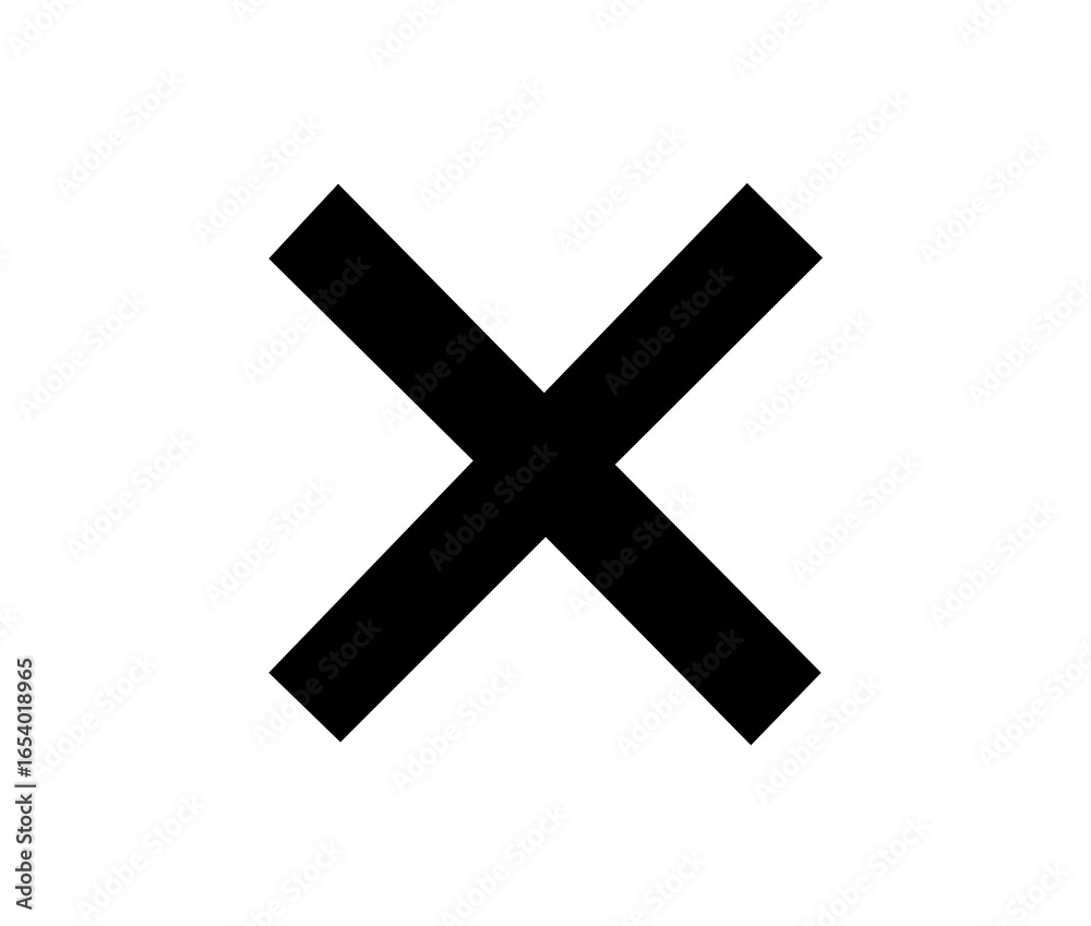 Obraz premium Black cross mark symbol for cancel or wrong choice
