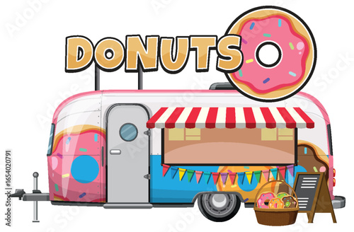 Retro Donut Food Truck with Colorful Awning