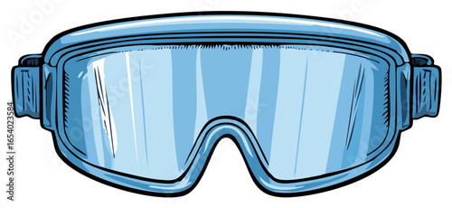 Blue protective safety goggles illustration for industrial work and personal eye protection