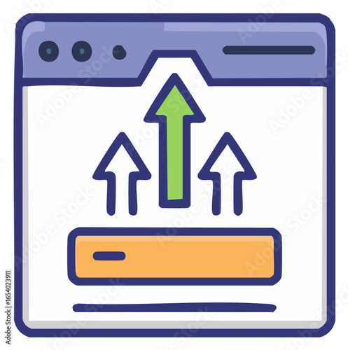 Upload progress in browser with arrows representing file uploading process progress bar doodle style