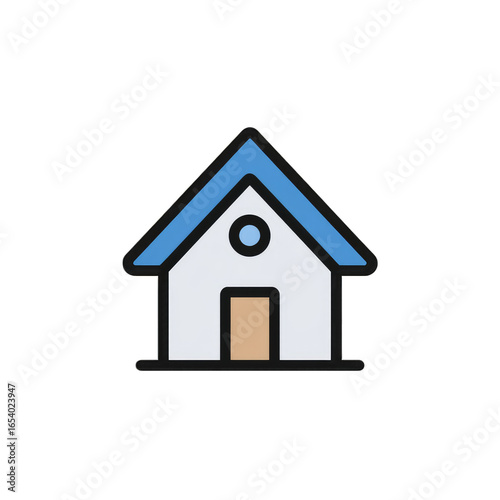 Simple house icon, flat vector design, home symbol, centered on white background