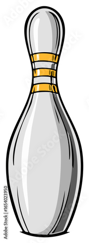 Cartoon Bowling Pin with Yellow Stripes - Isolated Object