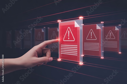 Warning Concept, Finger Tapping a Holographic Warning Document Interface