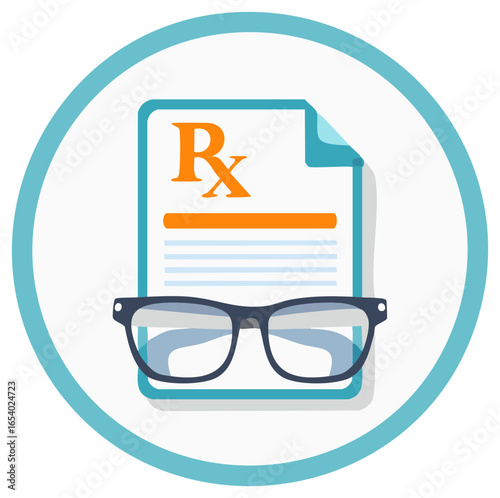 Prescription medicine or healthcare concept with glasses and prescription