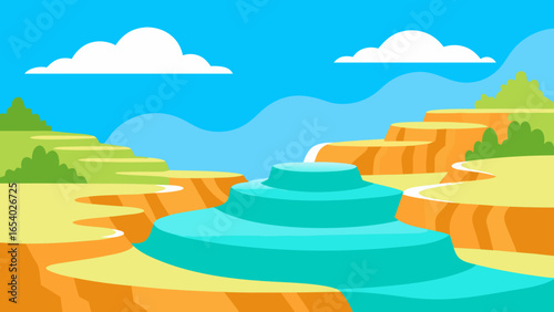 Discover a Landscape of Cascading Terraced Pools of Water