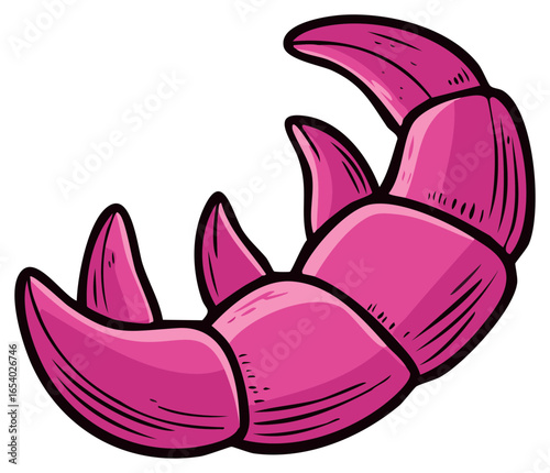 Pink croissant pastry illustration in a vibrant cartoon style for bakery and sweet treat designs