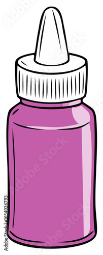 Cartoon illustration of a purple liquid in a medical dropper bottle for serum or tincture