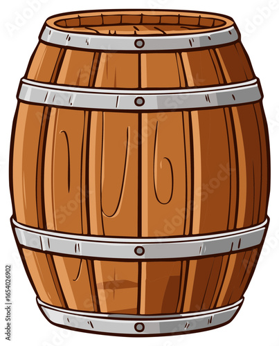 Cartoon wooden barrel illustration classic wood cask for storage isolated graphic