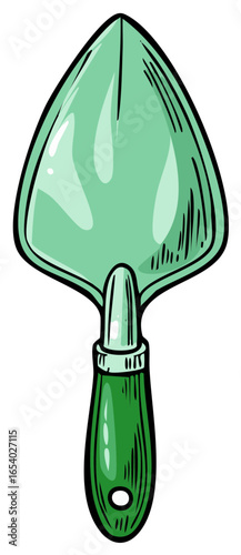 Gardening Trowel Tool with Green Handle for Cultivating Plants in Garden