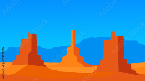 Explore a Landscape of Towering Thin Mesas Under a Clear Blue Sky