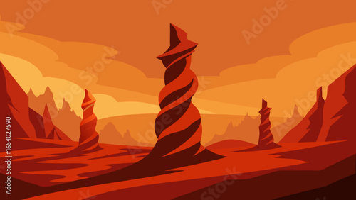 Discover a Landscape of Towering Twisted Rock Formations Under Sky