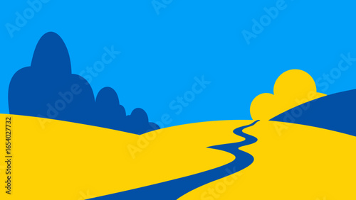 Witness a Landscape Where Shadows are Cast in a Solid Bright Color