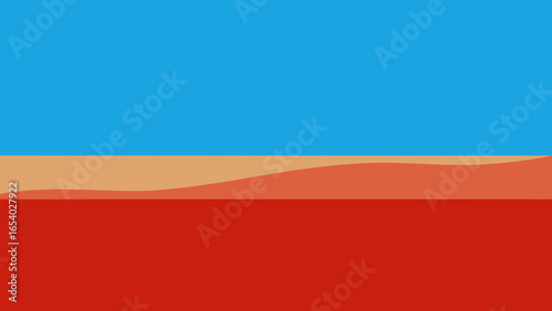 Witness a Perfectly Flat Horizon Where Red Desert Meets a Blue Sky
