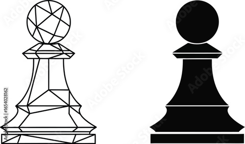 Chess pawn vector illustration black and white game strategy