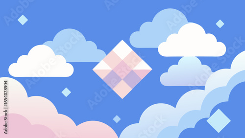 Explore a Sky Filled with Soft Geometric Clouds Shaped Like Spheres