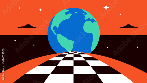 Explore a Fascinating World with Ground as a Perfect Checkerboard Pattern