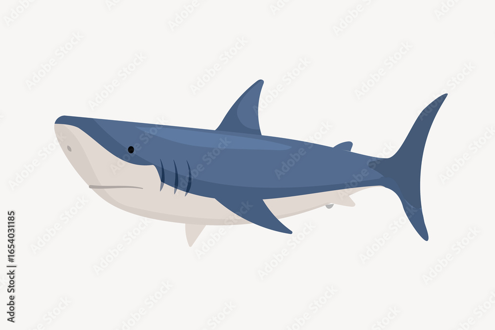 Fototapeta premium Blue shark, cute cartoon illustration