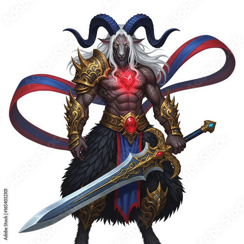 illustration of a mighty goat knight with a sword