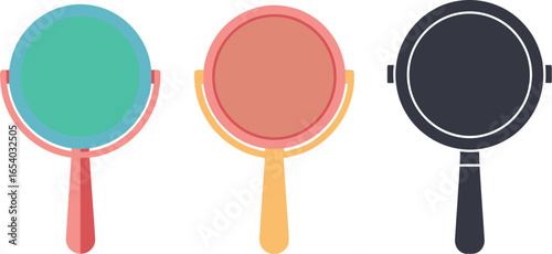 Illustration of handheld mirrors for makeup and beauty routine