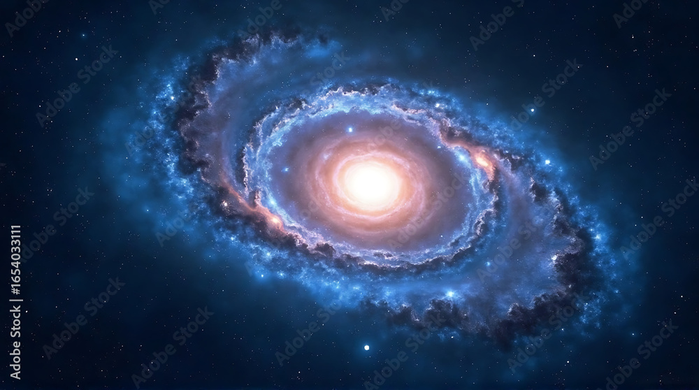 Fototapeta premium Magnificent Spiral Galaxy with Bright Central Core and Swirling Arms