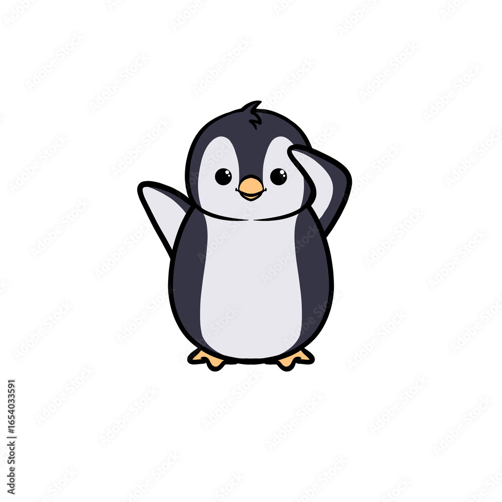 Fototapeta premium Cute Baby Penguin present arm