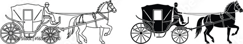 Horse carriage vector clip art vintage transport illustration
