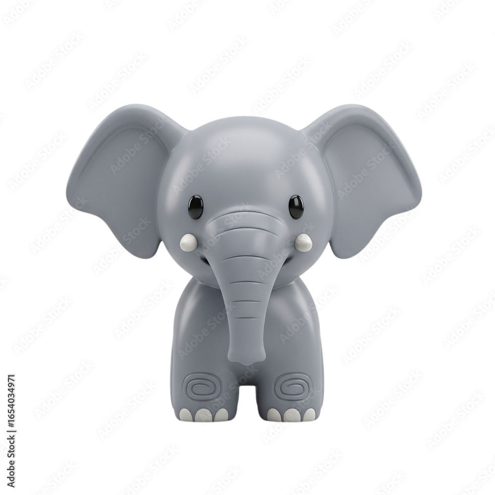 Fototapeta premium Adorable Baby Elephant Cartoon Character, isolated on a Transparent Background