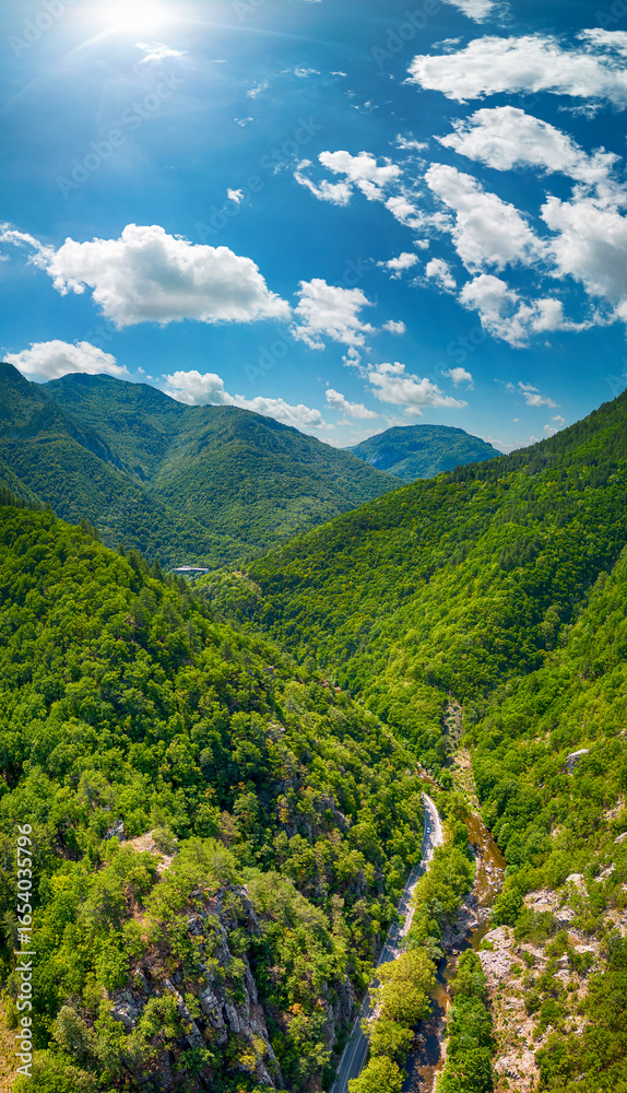 Obraz premium Aerial view of Medieval Bachkovo Monastery Dormition of the Mother of God, Bulgaria
