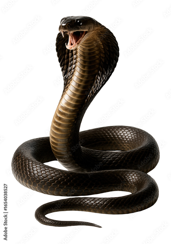 Fototapeta premium Isolated cobra snake coiled and ready to strike.
