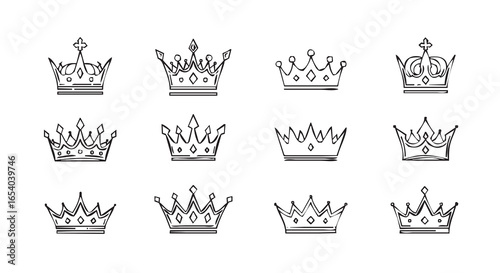 Elegant European royal crown logo icon in minimalist design style.