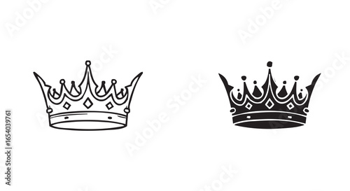 Elegant European royal crown logo icon in minimalist design style.