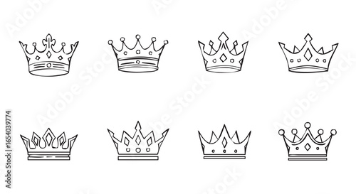 Elegant European royal crown logo icon in minimalist design style.