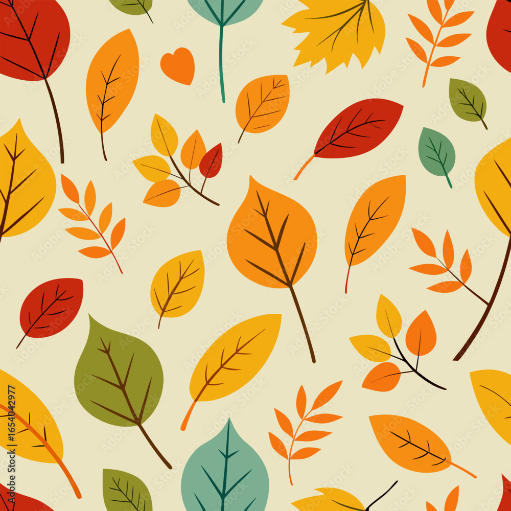 Obraz premium Autumn abstract background. Autumn leaves seamless pattern.